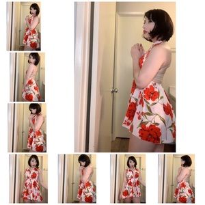 Red/white mini flower dress